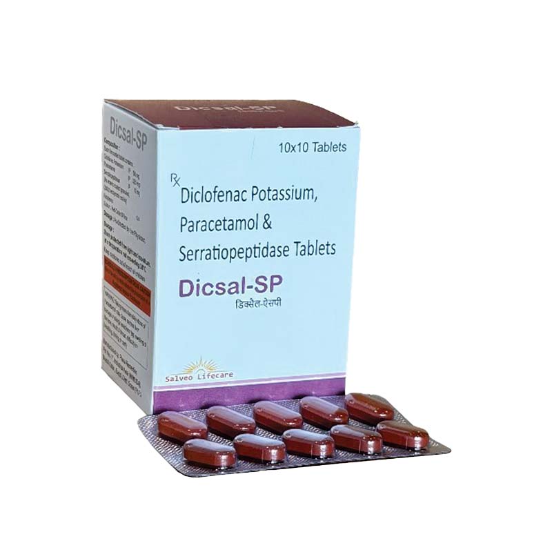 Diclofenac Potassium, Paracetamol & Serratiopeptidase Tablets